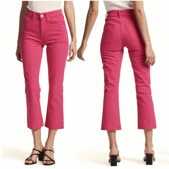 Hudson Holly Jeans High Rise Cropped Bootcut Zip Fly Hibiscus Pink Denim 27 NWT - Picture 7 of 14